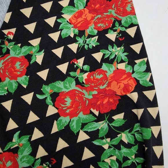 New tags LuLaRoe Randy XXL 2XL Longer sleeves Gray solid front w Black red green - Picture 7 of 12